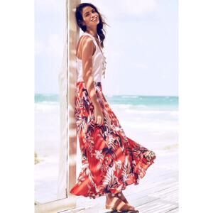 Anthropologie HD in Paris Paso Robles Silk Floral Maxi Skirt Size 8